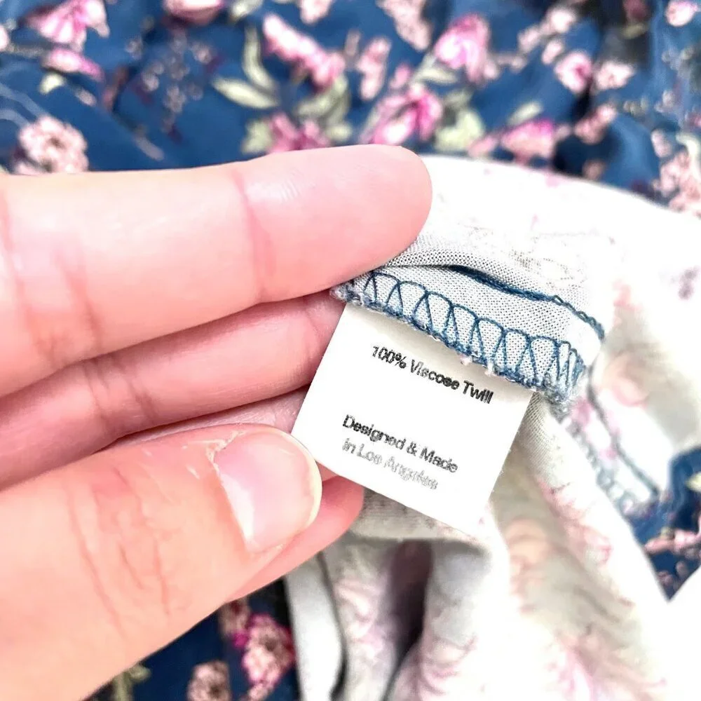 Lil Lemons Floral Long Sleeve Bell Sleeve Dress Blue Size 2T